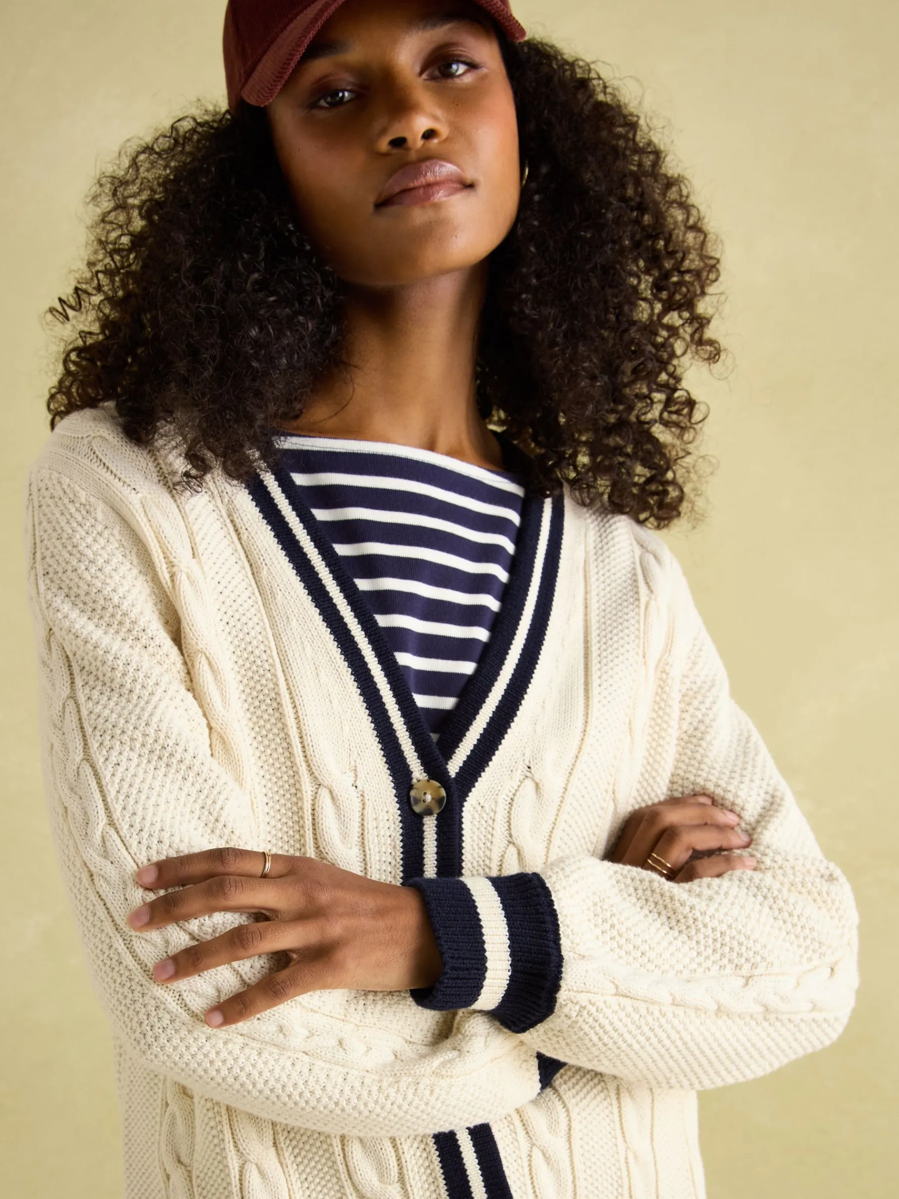 Game Point Button Through Longline Cable Knit Cardigan<Joules Sale