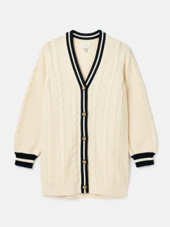 Game Point Button Through Longline Cable Knit Cardigan<Joules Sale