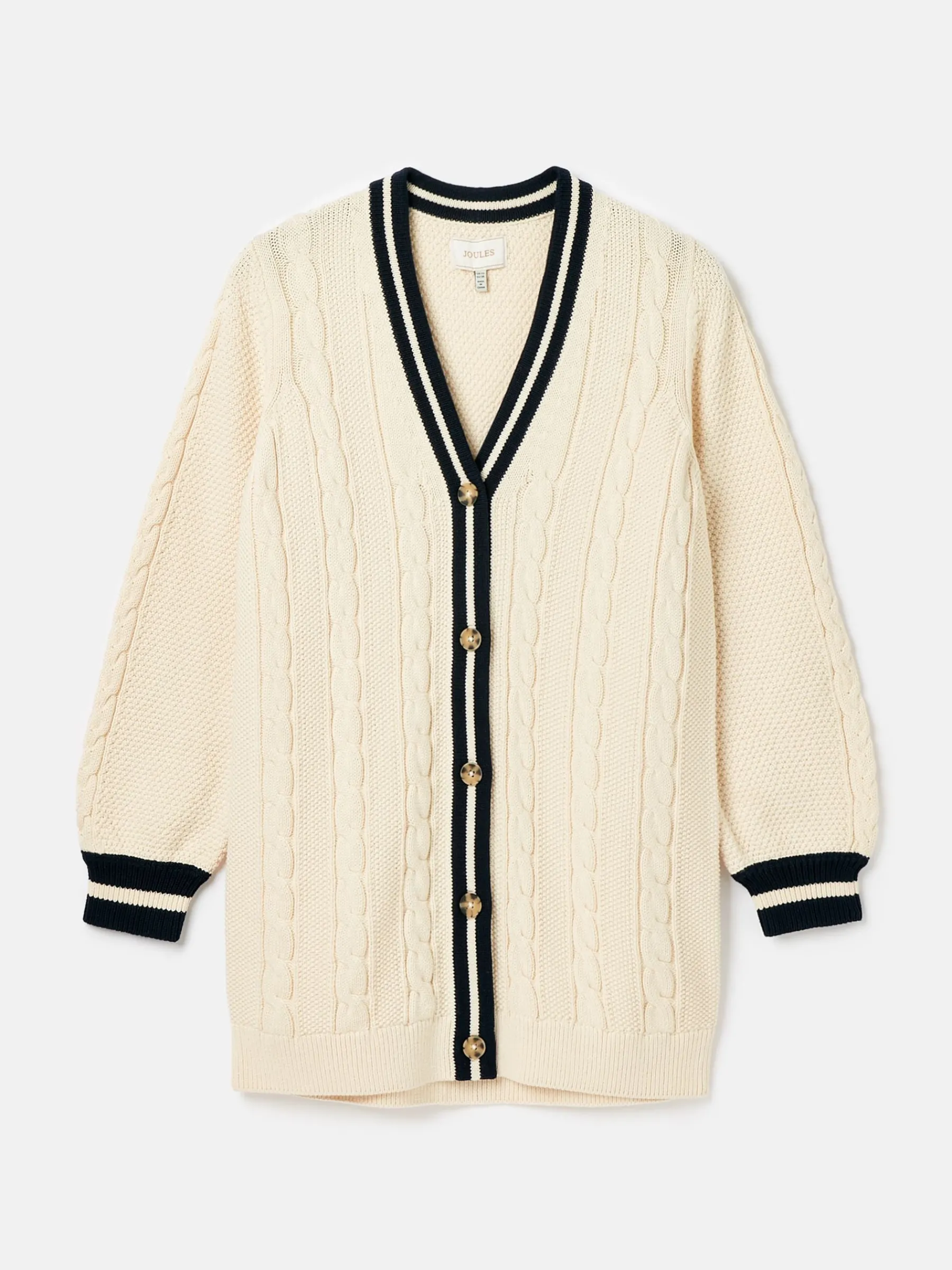 Game Point Button Through Longline Cable Knit Cardigan<Joules Sale
