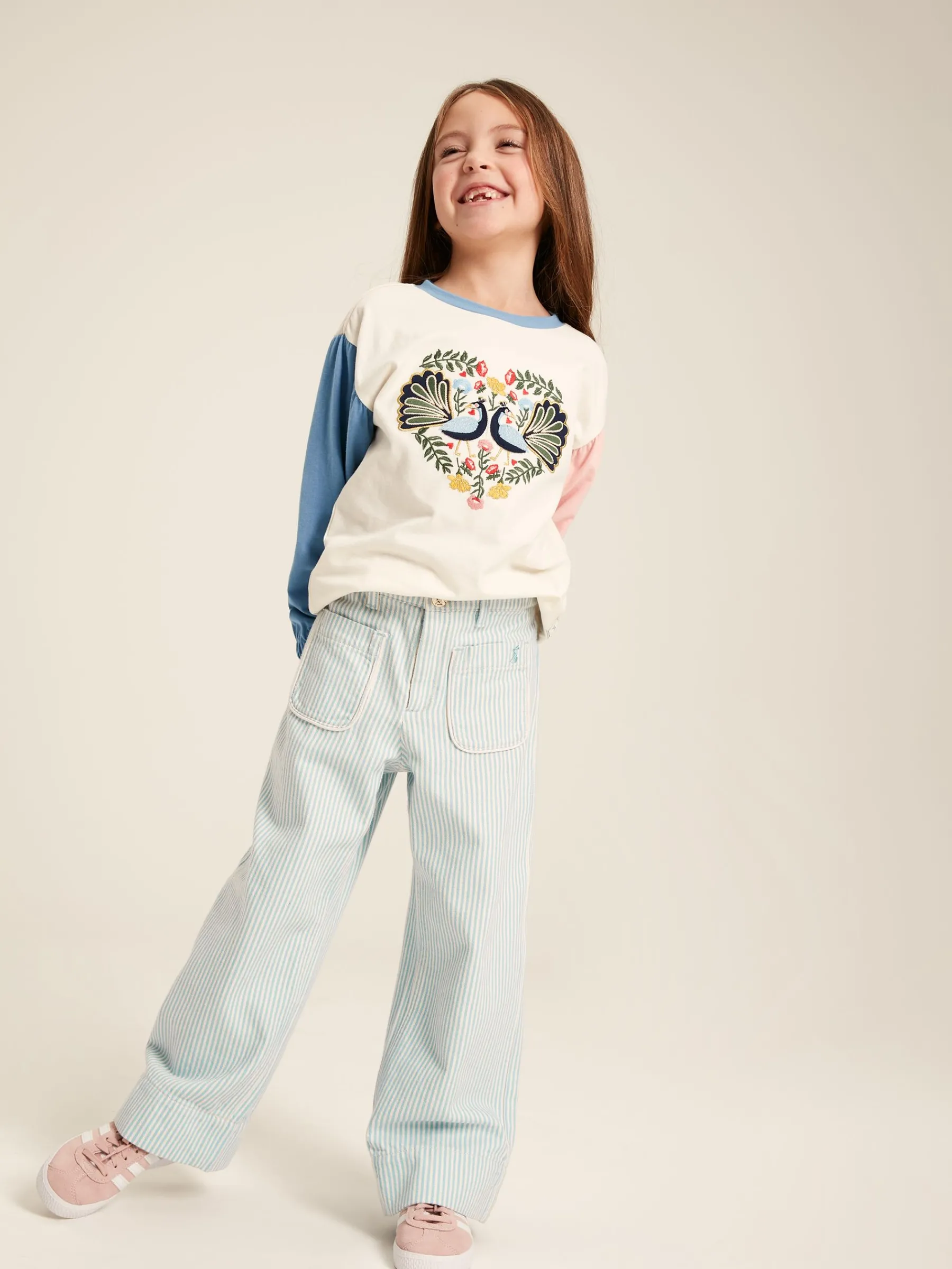 Georgia Blue Striped Wide Leg Trousers<Joules New