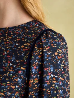 Georgina Navy Multi Elasticated Waist Maxi Dress<Joules Clearance