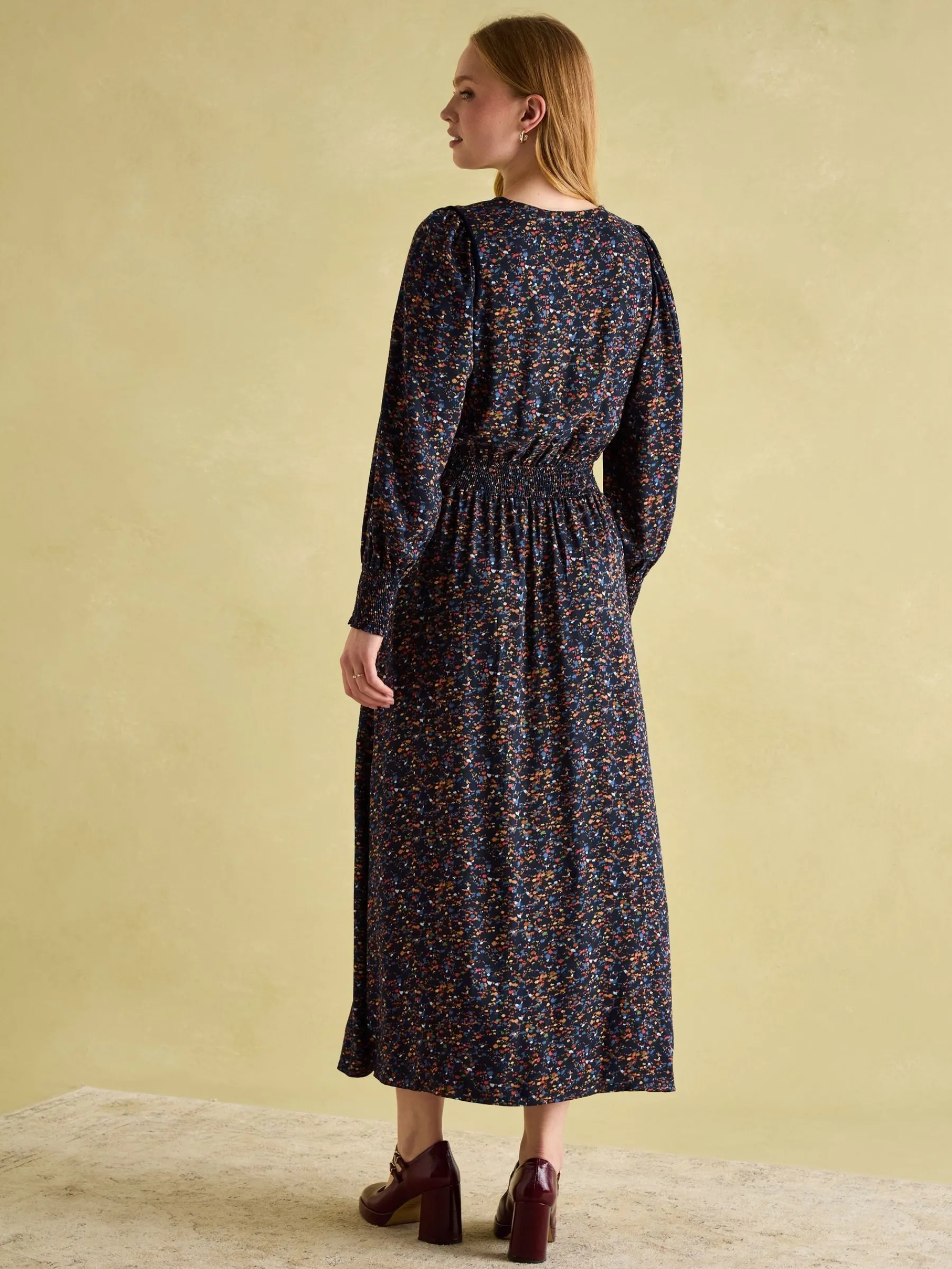 Georgina Navy Multi Elasticated Waist Maxi Dress<Joules Clearance