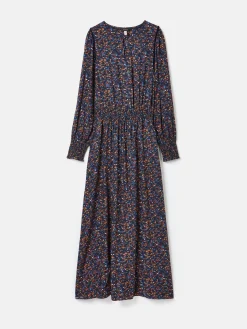 Georgina Navy Multi Elasticated Waist Maxi Dress<Joules Clearance