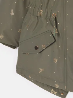 Girls' Alix Khaki Green Printed Waterproof Parka Coat<Joules Discount