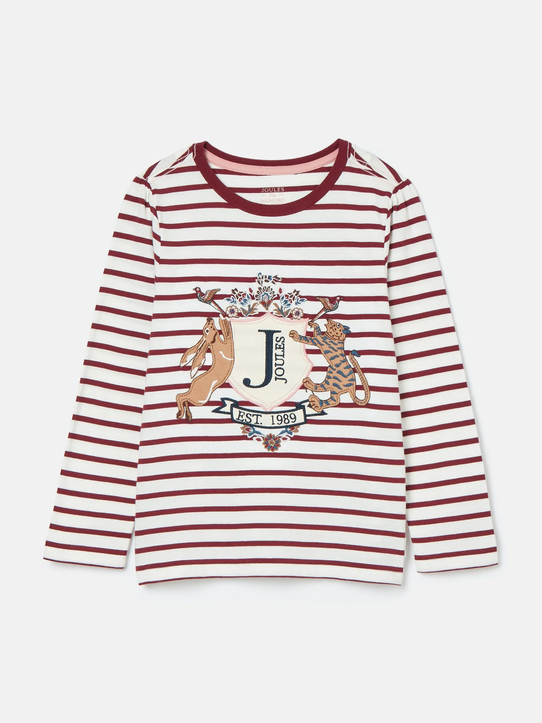 Girls' Ava Berry Red Stripe Artwork T-Shirt<Joules Clearance