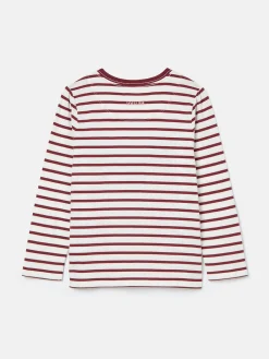 Girls' Ava Berry Red Stripe Artwork T-Shirt<Joules Clearance