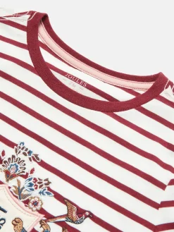 Girls' Ava Berry Red Stripe Artwork T-Shirt<Joules Clearance