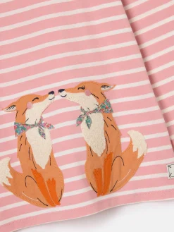 Girls' Ava Pink Stripe Artwork T-Shirt<Joules Sale