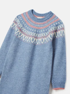 Girls' Charlotte Blue & Pink Fair Isle Jumper Dress<Joules Clearance