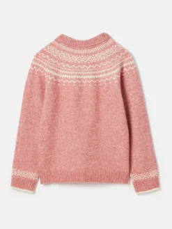 Girls' Charlotte Pink & Cream Fair Isle Jumper<Joules Clearance