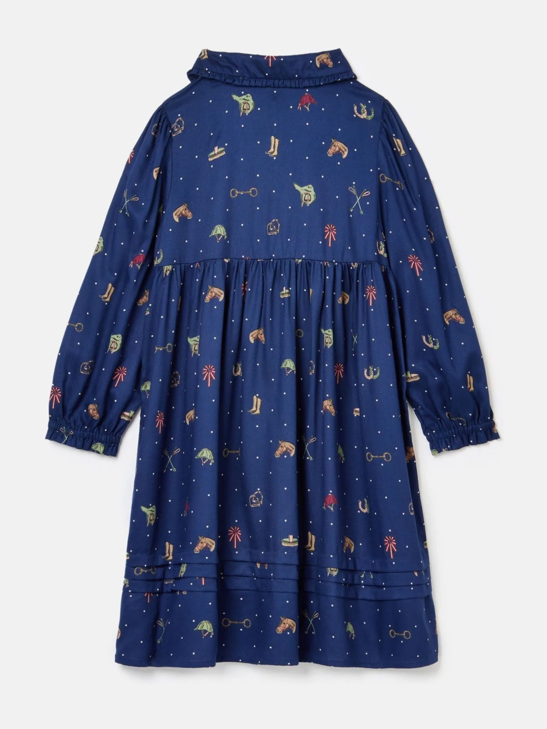 Girls' Ella Navy Print Bow Collar Dress<Joules Outlet