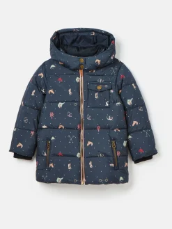 Girls' Emmeline Blue Print Showerproof Coat<Joules Hot