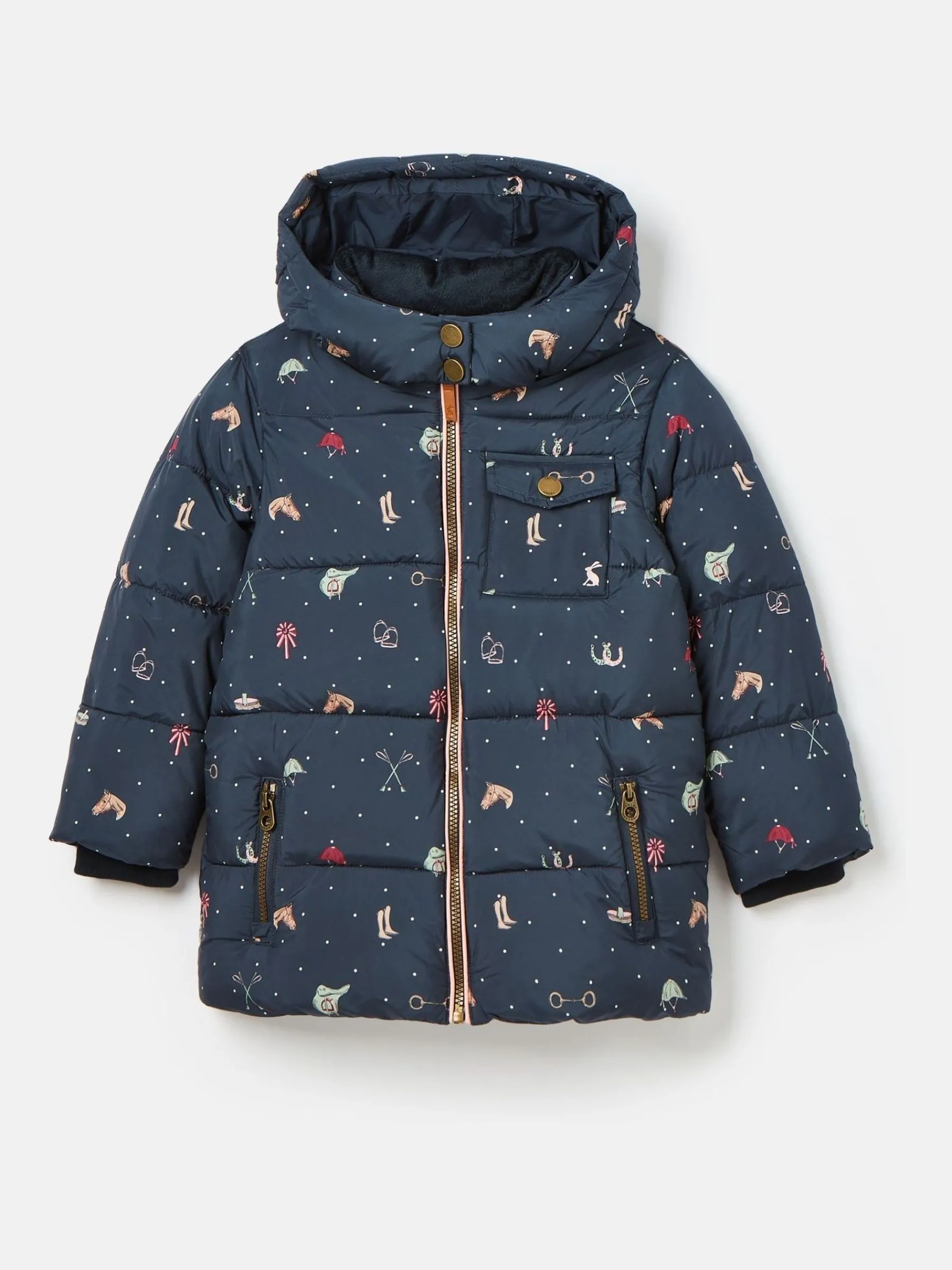 Girls' Emmeline Blue Print Showerproof Coat<Joules Hot