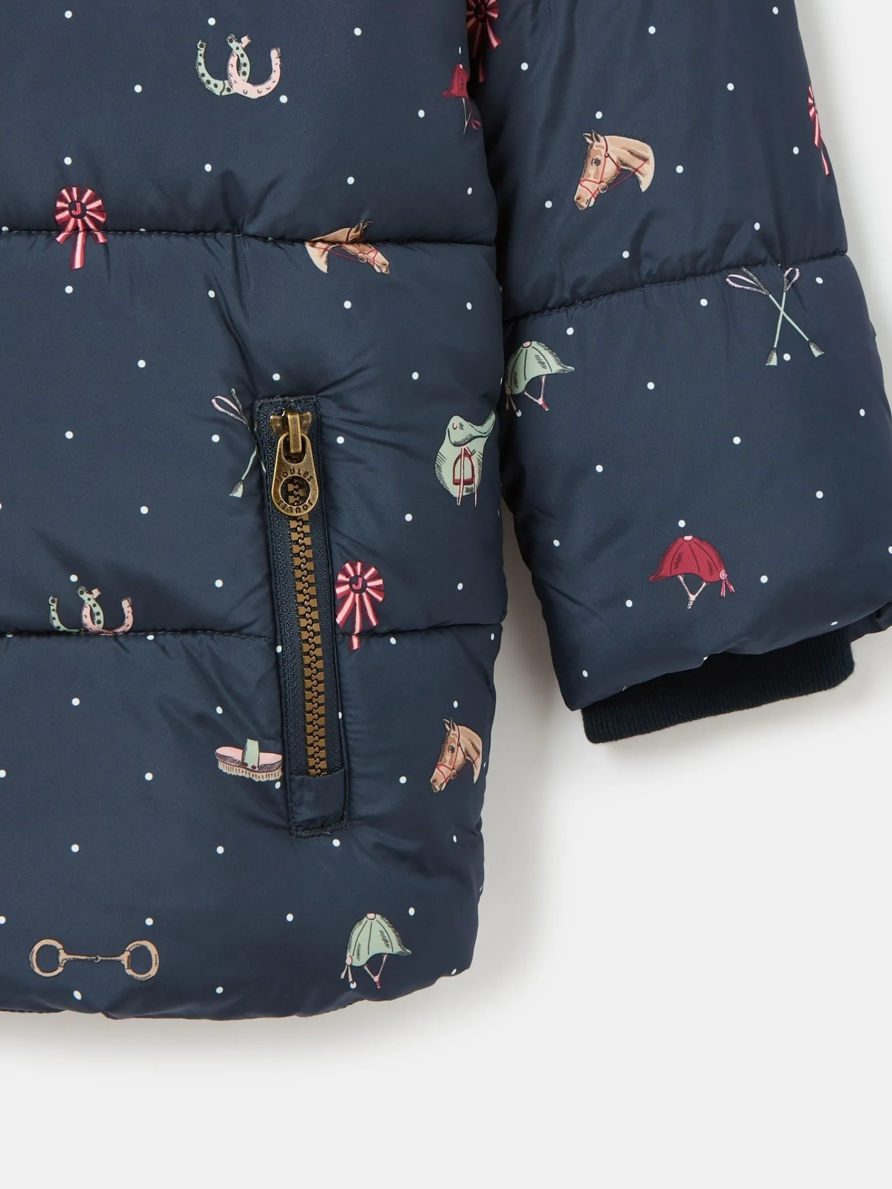 Girls' Emmeline Blue Print Showerproof Coat<Joules Hot