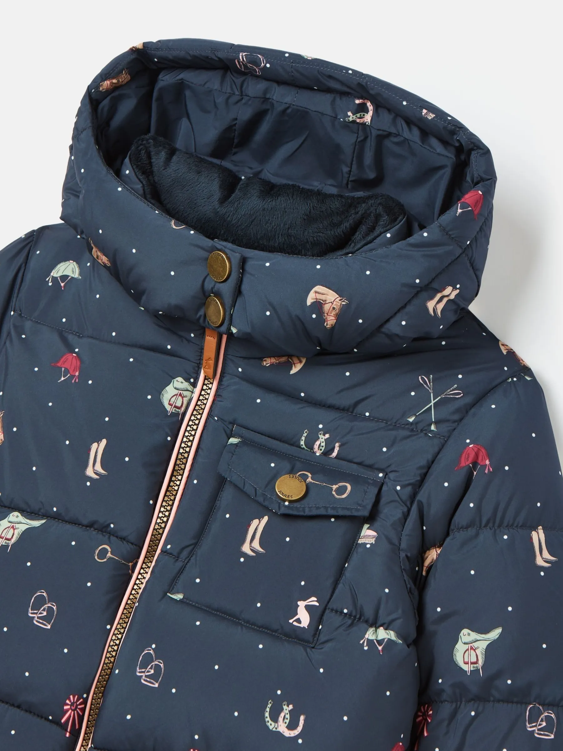 Girls' Emmeline Blue Print Showerproof Coat<Joules Hot