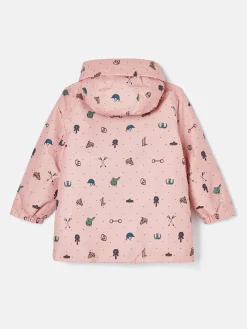 Girls' Fairview Pink Horse Print Waterproof Coat with Quilted Lining<Joules Best