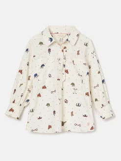 Girls' Liliana Cream Print Pop Over Blouse<Joules Sale