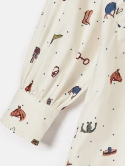 Girls' Liliana Cream Print Pop Over Blouse<Joules Sale