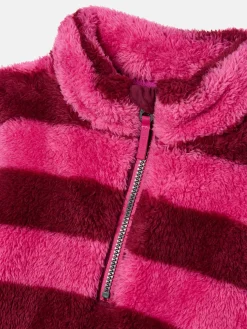 Girls' Merridie Pink Stripe Half Zip Borg Fleece<Joules Online