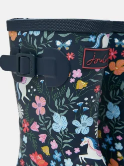 Girls' Navy Blue Printed Wellies<Joules Online