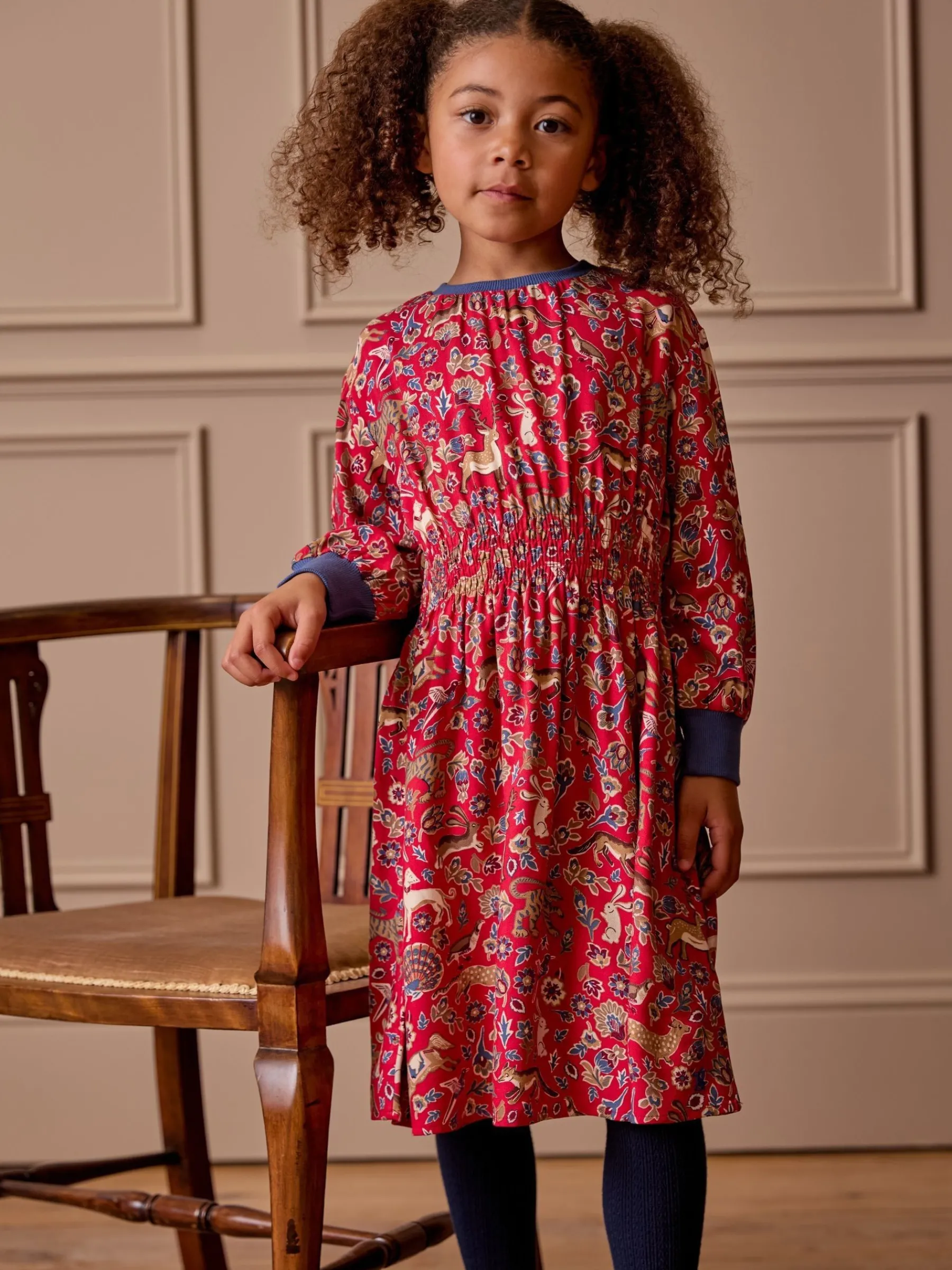 Girls' Odelia Red Animals Printed Dress<Joules Best