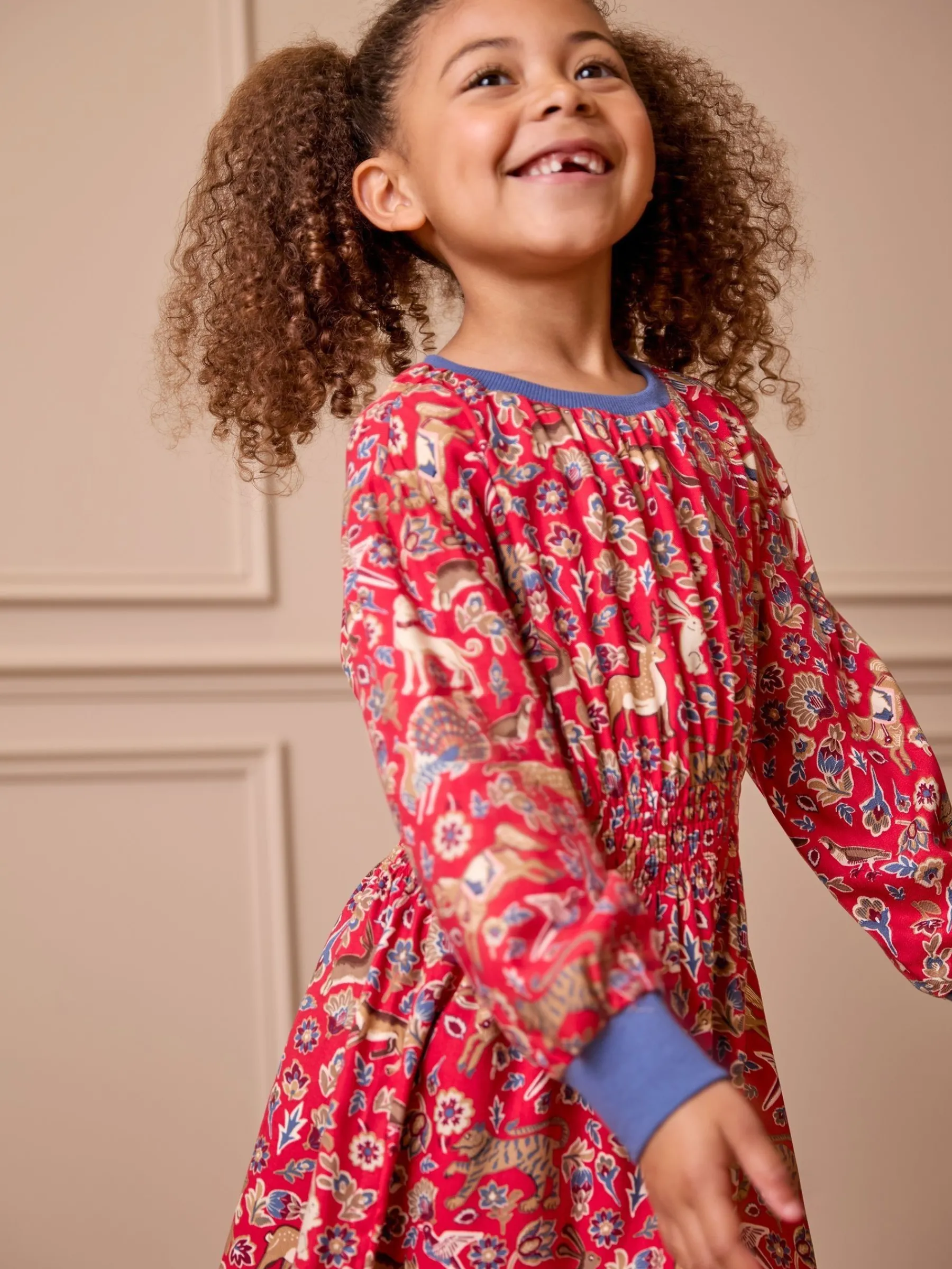 Girls' Odelia Red Animals Printed Dress<Joules Best