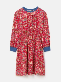Girls' Odelia Red Animals Printed Dress<Joules Best