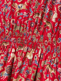 Girls' Odelia Red Animals Printed Dress<Joules Best