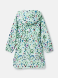 Girls' Rainford Green Floral Waterproof Packable Raincoat With Hood<Joules Best