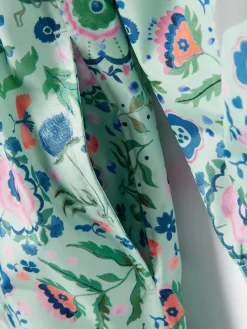Girls' Rainford Green Floral Waterproof Packable Raincoat With Hood<Joules Best