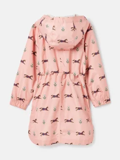 Girls' Rainford Pink Horse Waterproof Packable Raincoat With Hood<Joules Best