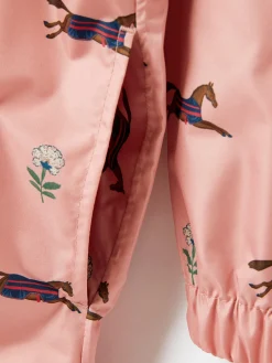 Girls' Rainford Pink Horse Waterproof Packable Raincoat With Hood<Joules Best