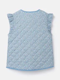 Girls' Raye Blue Floral Reversible Print Quilted Gilet<Joules Sale