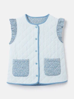 Girls' Raye Blue Floral Reversible Print Quilted Gilet<Joules Sale