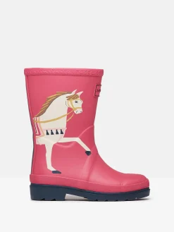 Girls' Splashwell Pink Horse Wellies<Joules Discount