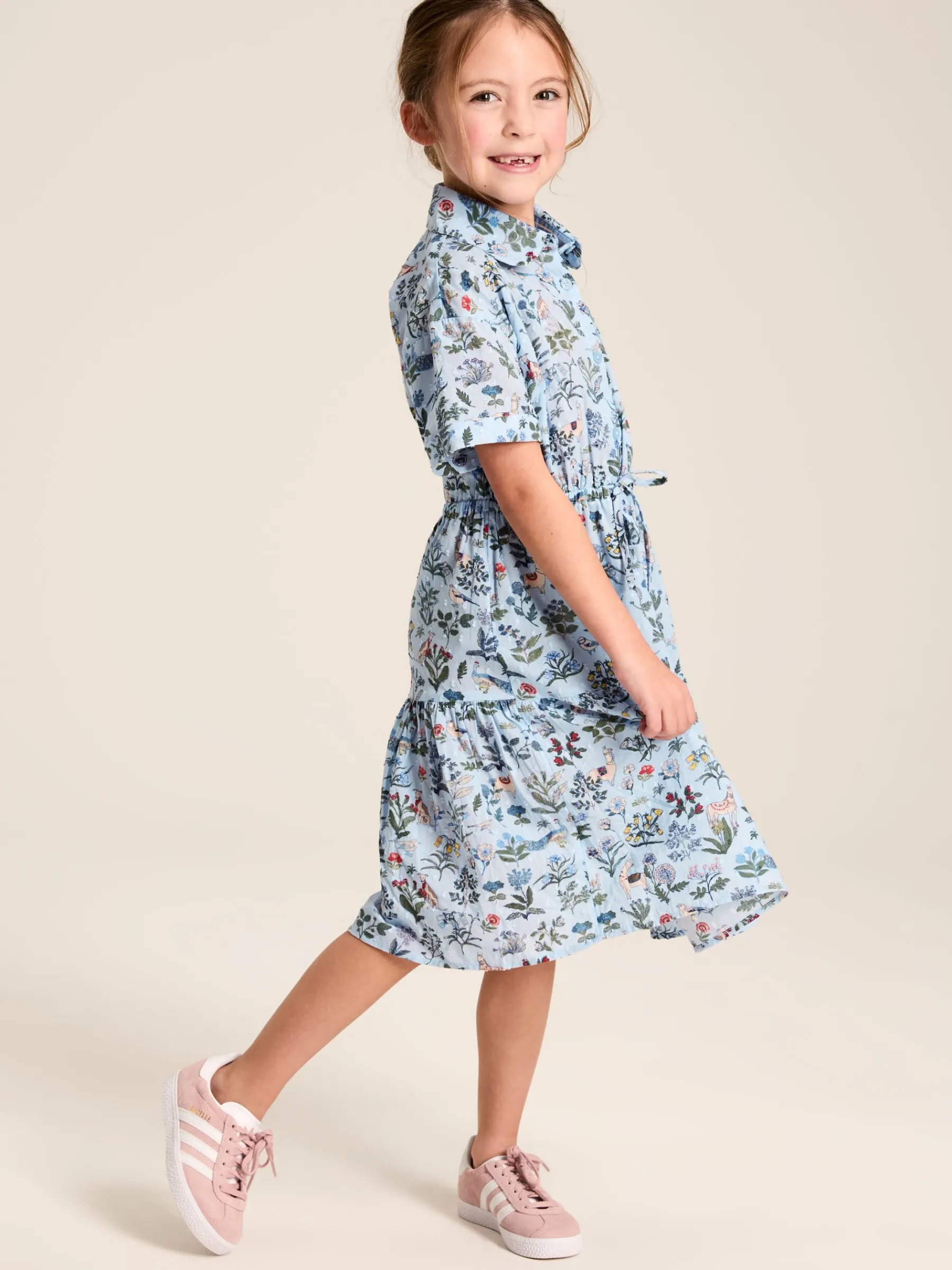 Girls' Summer Textured Shirt Dress<Joules New