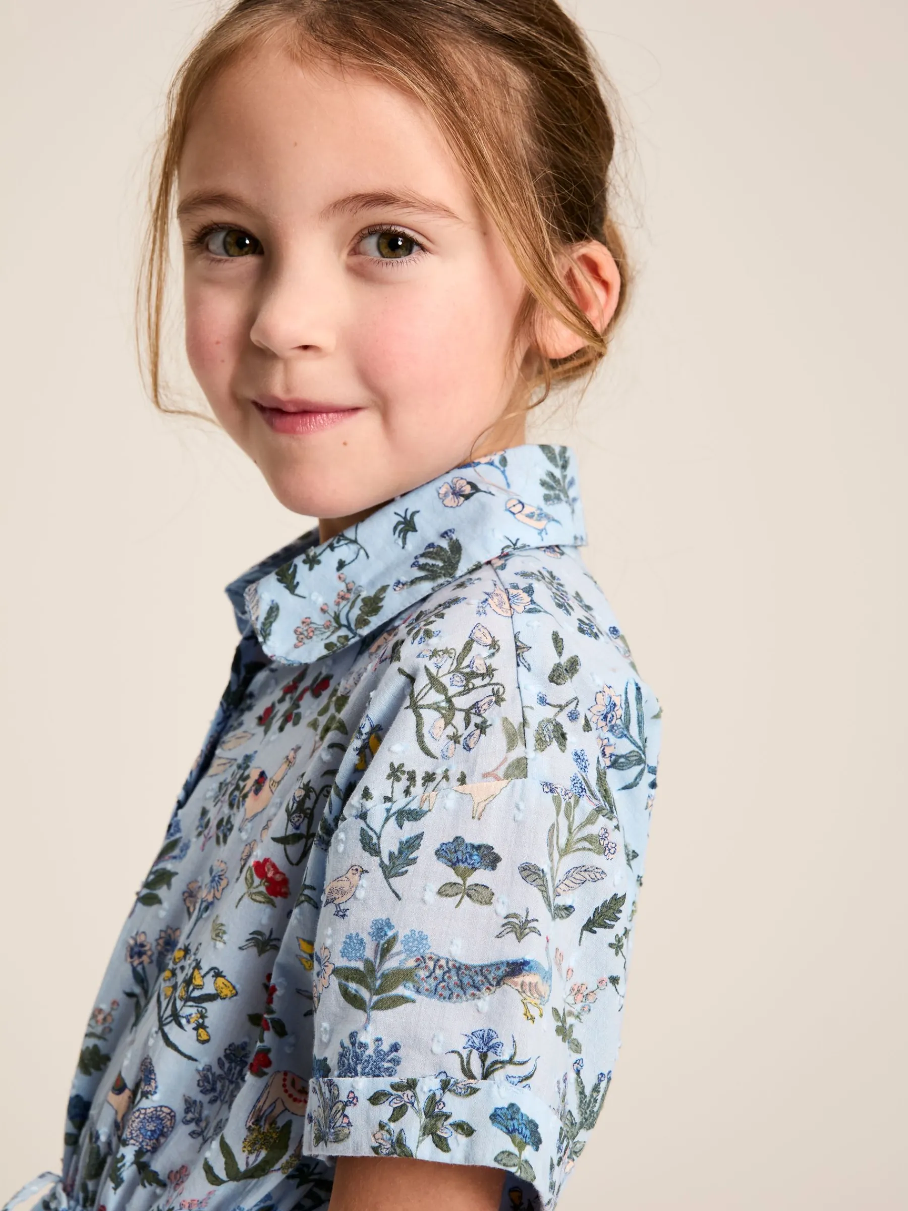 Girls' Summer Textured Shirt Dress<Joules New