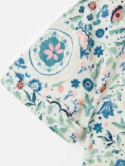 Girls' Summer Pink / Green Textured Shirt Dress<Joules Clearance