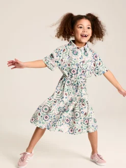 Girls' Summer Pink / Green Textured Shirt Dress<Joules Clearance