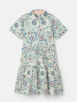 Girls' Summer Pink / Green Textured Shirt Dress<Joules Clearance