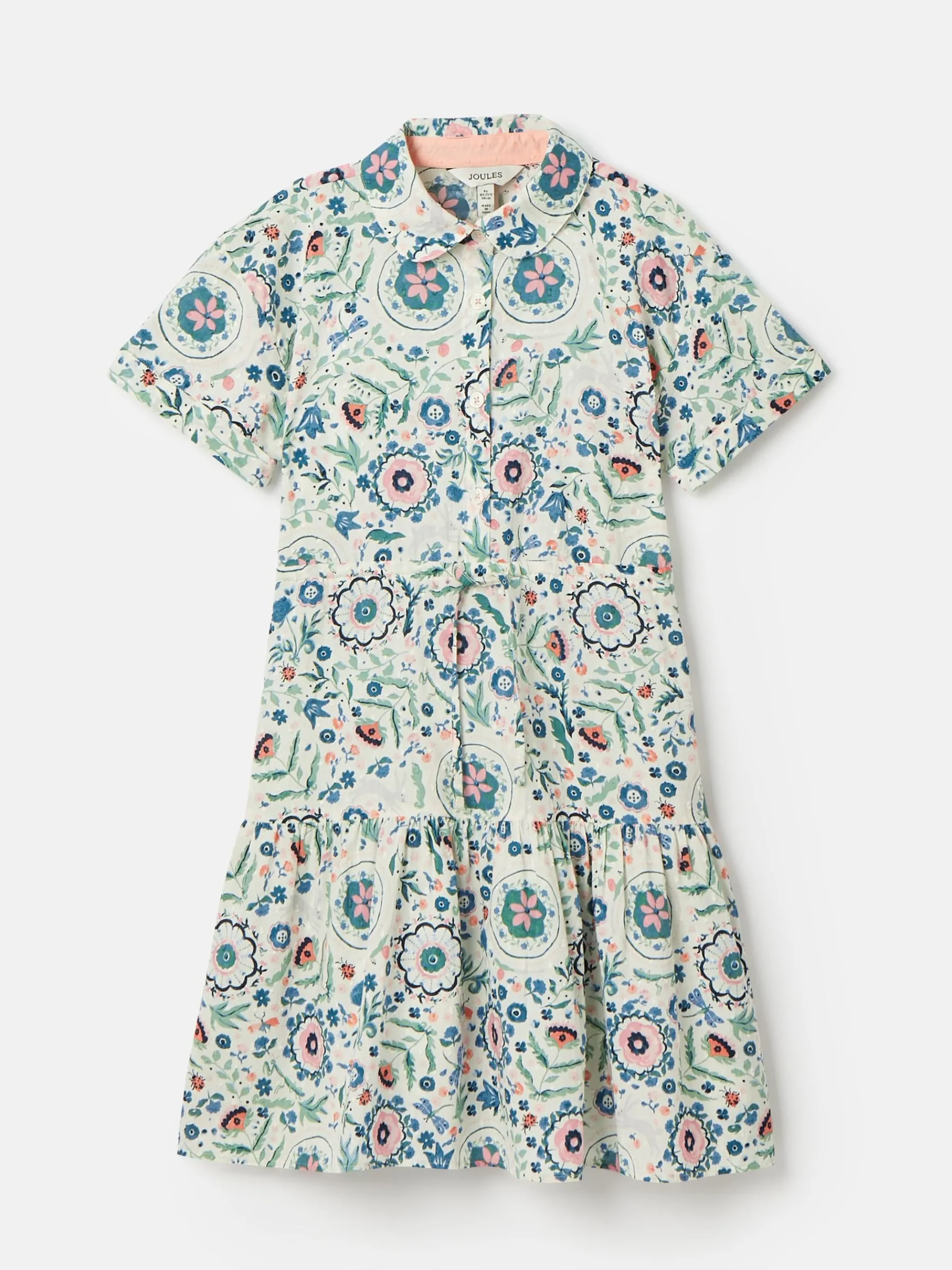 Girls' Summer Pink / Green Textured Shirt Dress<Joules Clearance