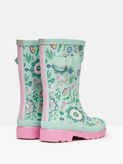 Girls' Teal Blue Printed Wellies<Joules Hot
