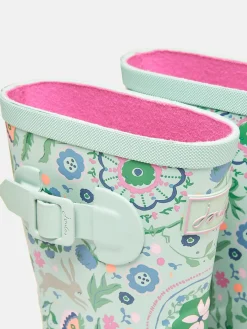 Girls' Teal Blue Printed Wellies<Joules Hot
