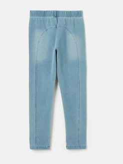 Girls' Trot Denim Light Wash Jersey Denim Jodphur-Style Leggings<Joules Online
