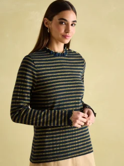 Grace Navy sparkle Long Sleeve Jersey Top<Joules New