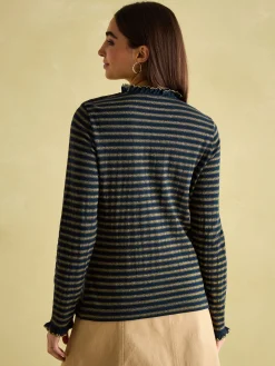 Grace Navy sparkle Long Sleeve Jersey Top<Joules New