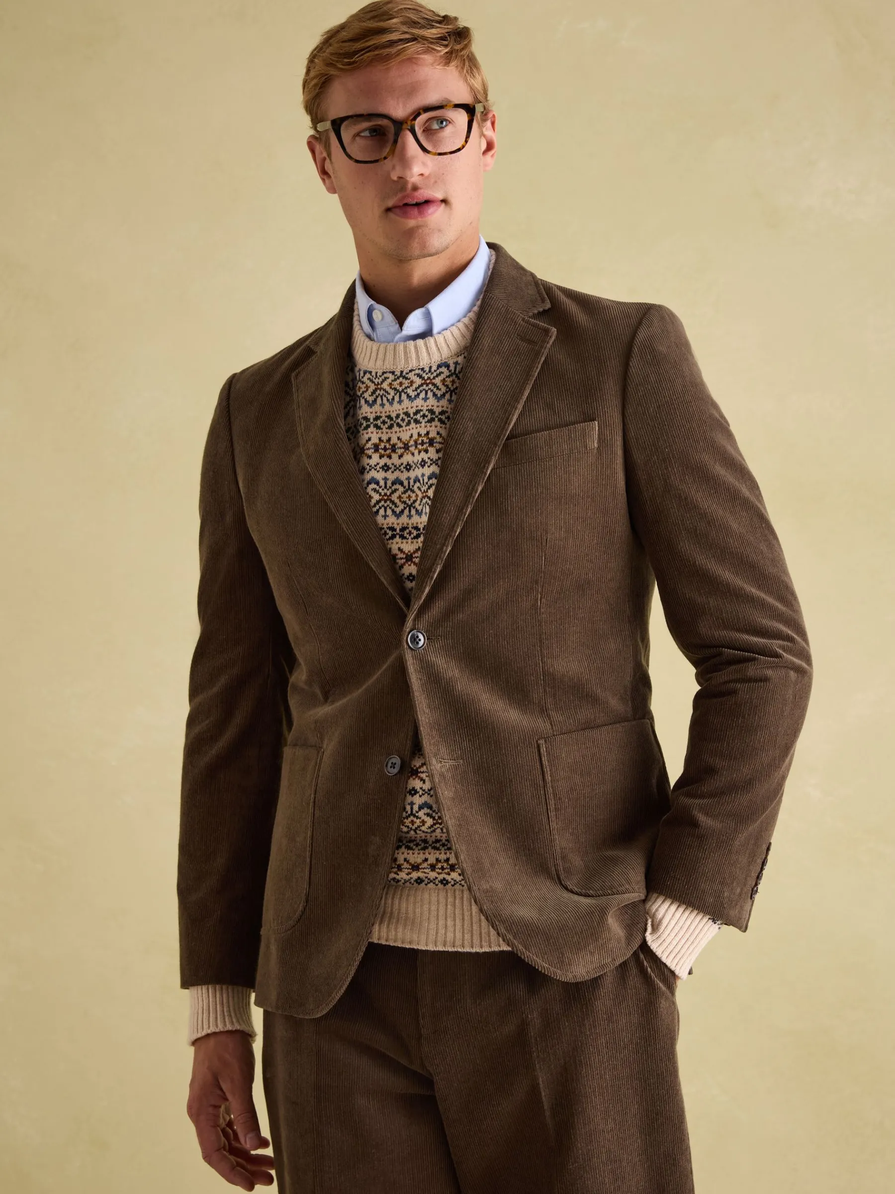 Corduroy Slim Fit Suit Jacket<Joules New