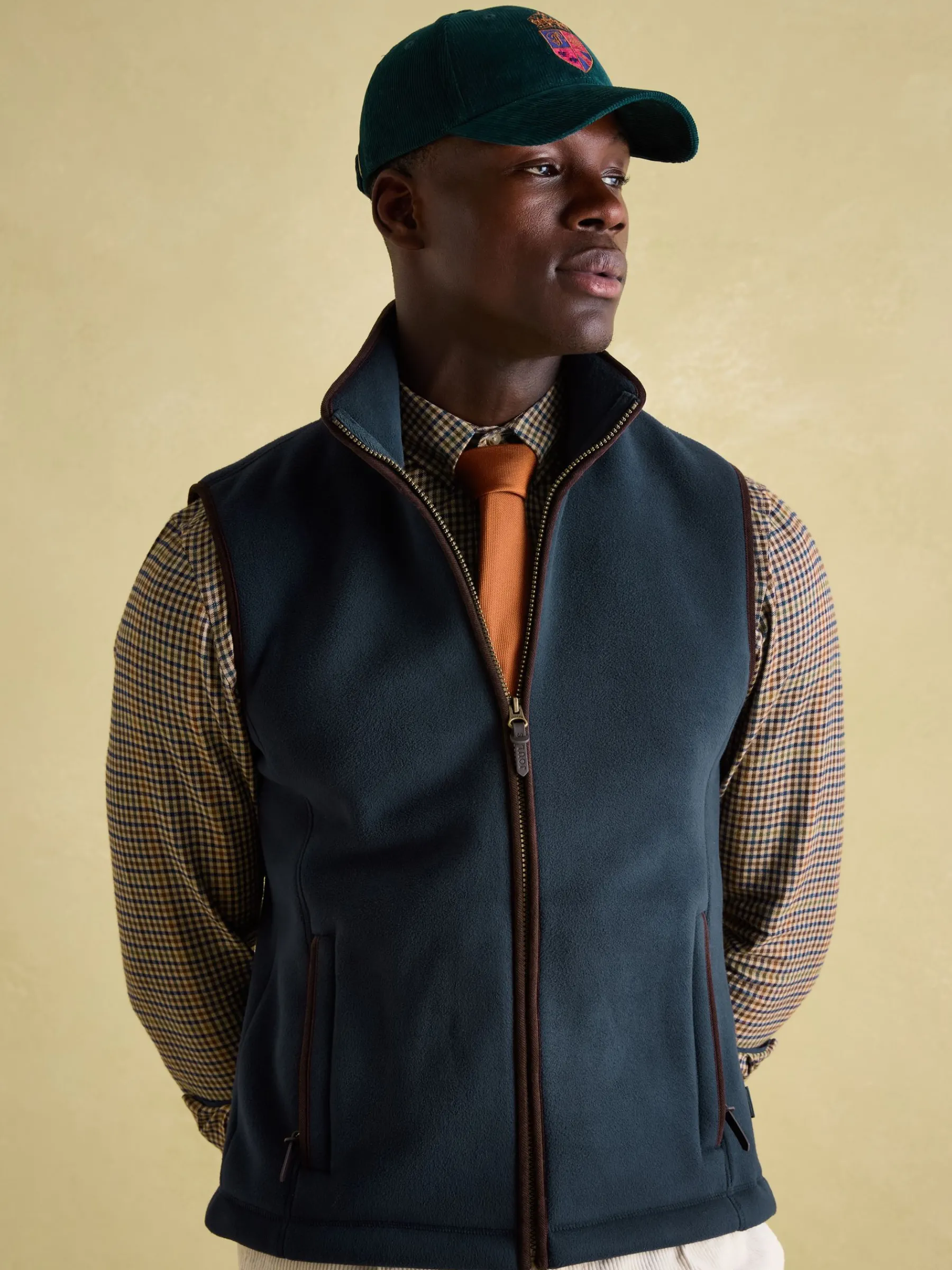 Greenfield Navy Blue Full Zip Fleece Gilet<Joules Hot