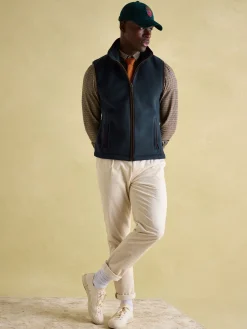 Greenfield Navy Blue Full Zip Fleece Gilet<Joules Hot