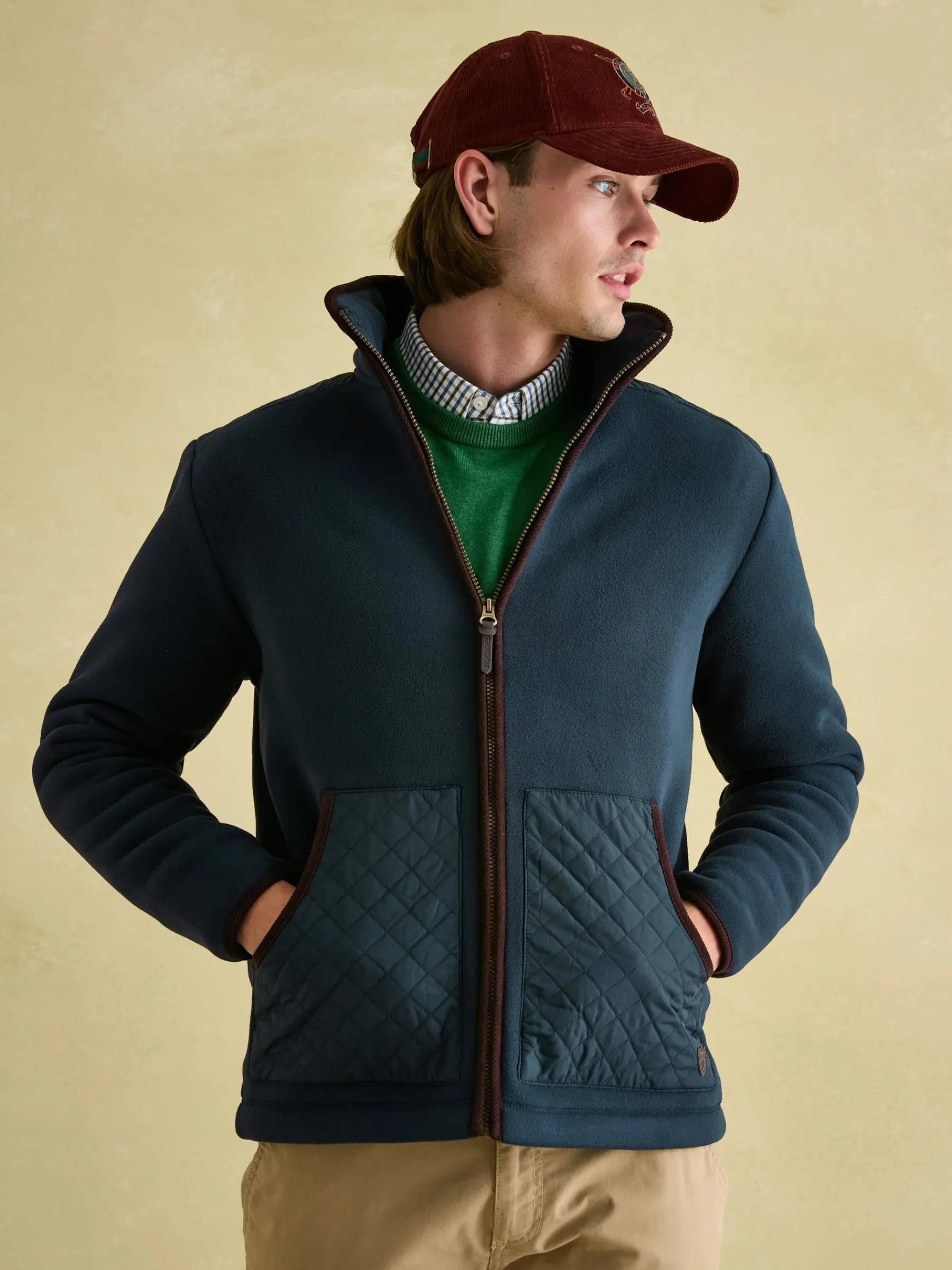 Greenfield Navy Blue Full Zip Fleece Jacket<Joules Best